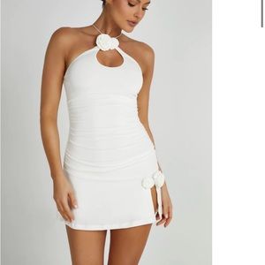 COPY - Meshski White Rose Halter Dress